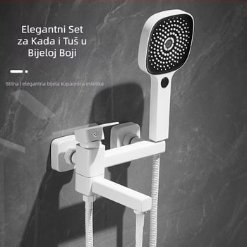 Ugradni miješalica za kadu s bakrenim tijelom, miješalica za kadu i tuš, keramički kartridžni ventil, podizni mehanizam, elektroplated završna površina, dizajn s jednim spojem