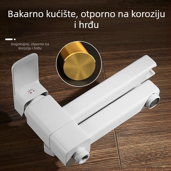 Ugradni miješalica za kadu s bakrenim tijelom, miješalica za kadu i tuš, keramički kartridžni ventil, podizni mehanizam, elektroplated završna površina, dizajn s jednim spojem