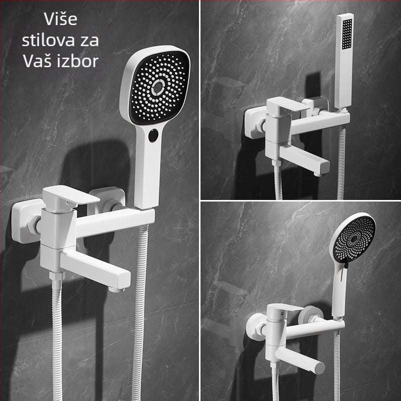 Ugradni miješalica za kadu s bakrenim tijelom, miješalica za kadu i tuš, keramički kartridžni ventil, podizni mehanizam, elektroplated završna površina, dizajn s jednim spojem