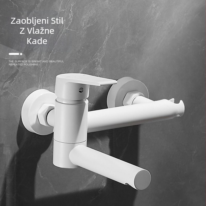 Ugradni miješalica za kadu s bakrenim tijelom, miješalica za kadu i tuš, keramički kartridžni ventil, podizni mehanizam, elektroplated završna površina, dizajn s jednim spojem