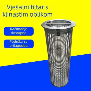 304 nehrđajući čelik cilindrična filtrirajuća kartica s flanšnim rubom i perforiranom mrežom, zavareni skelet, jednodijelni sloj – otporna na alkalije, kiseline i visoke temperature