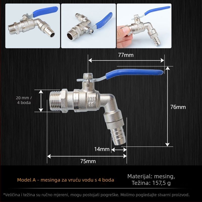 Mesing mlaznica za toplu vodu s brzim otvaranjem, ventil za ispuštanje radijatora, visoka temperaturna otpornost