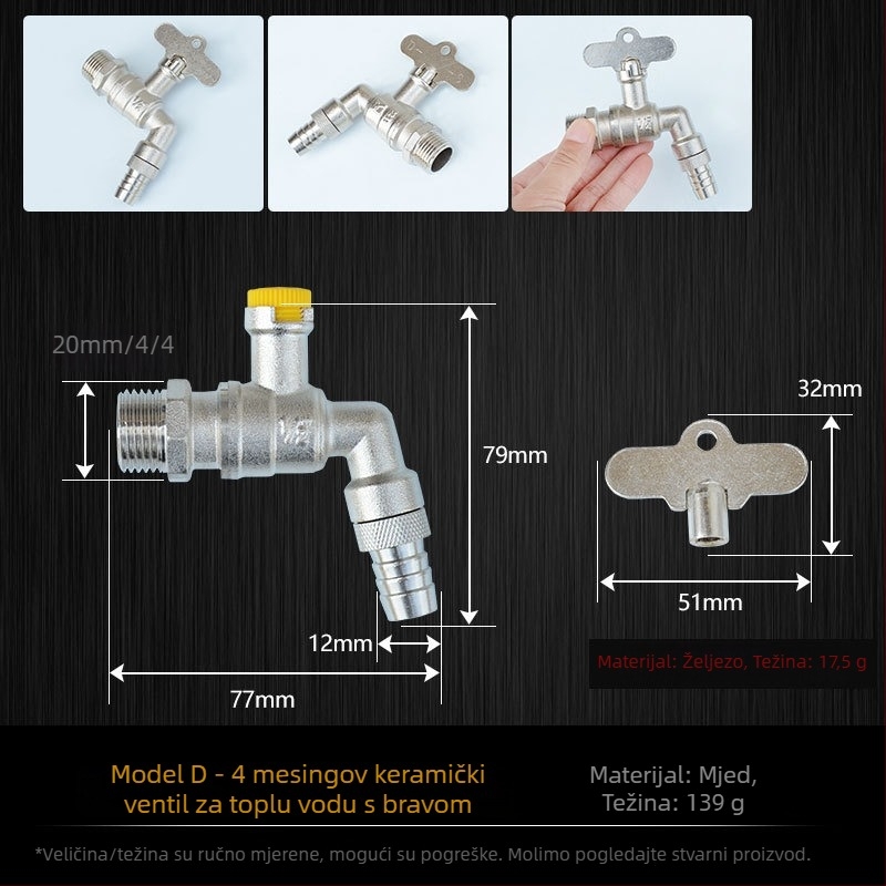 Mesing mlaznica za toplu vodu s brzim otvaranjem, ventil za ispuštanje radijatora, visoka temperaturna otpornost