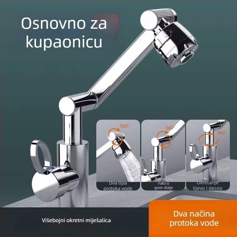 Slavina za umivaonik u kupaonici, model Lucky Cat, od cinkovog legura, montirana na ploču, keramički kartušni ventil