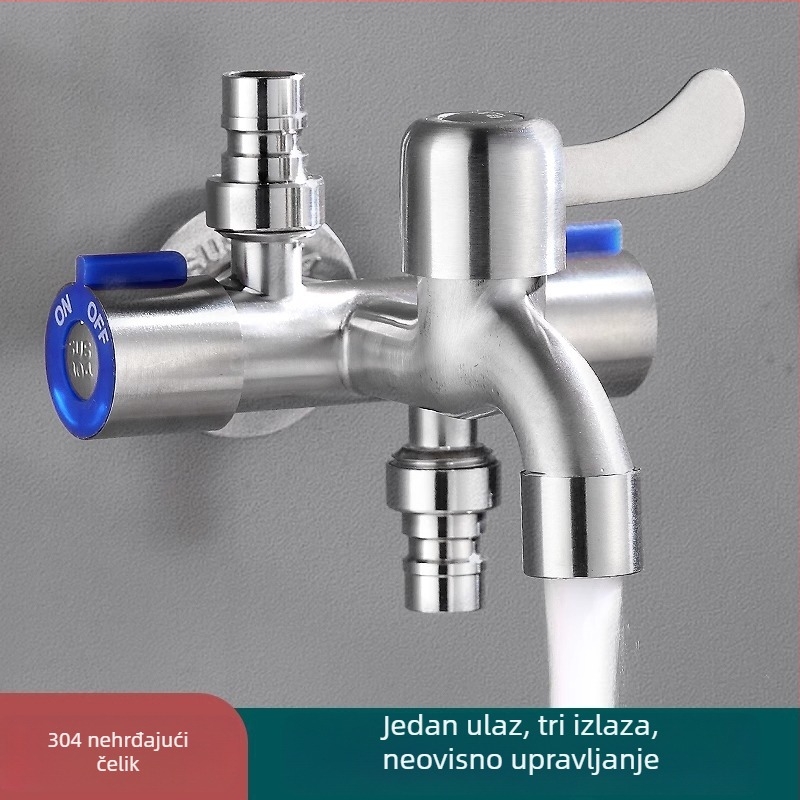 QD9000 304 nehrđajući čelik, dvostruka kontrola, jedan ulaz, tri izlaza, četverostruki kutni ventil