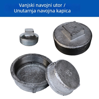 Čep od ugljičnog čelika za cijev s vanjskim navojem i unutarnjim navojem, okrugla glava cijevi