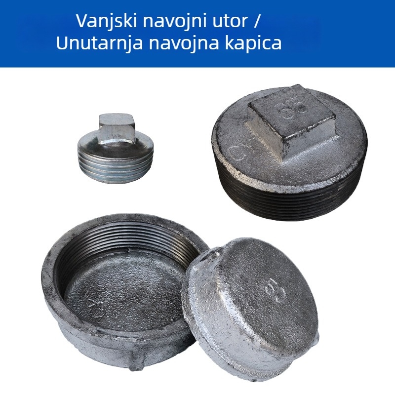 Čep od ugljičnog čelika za cijev s vanjskim navojem i unutarnjim navojem, okrugla glava cijevi