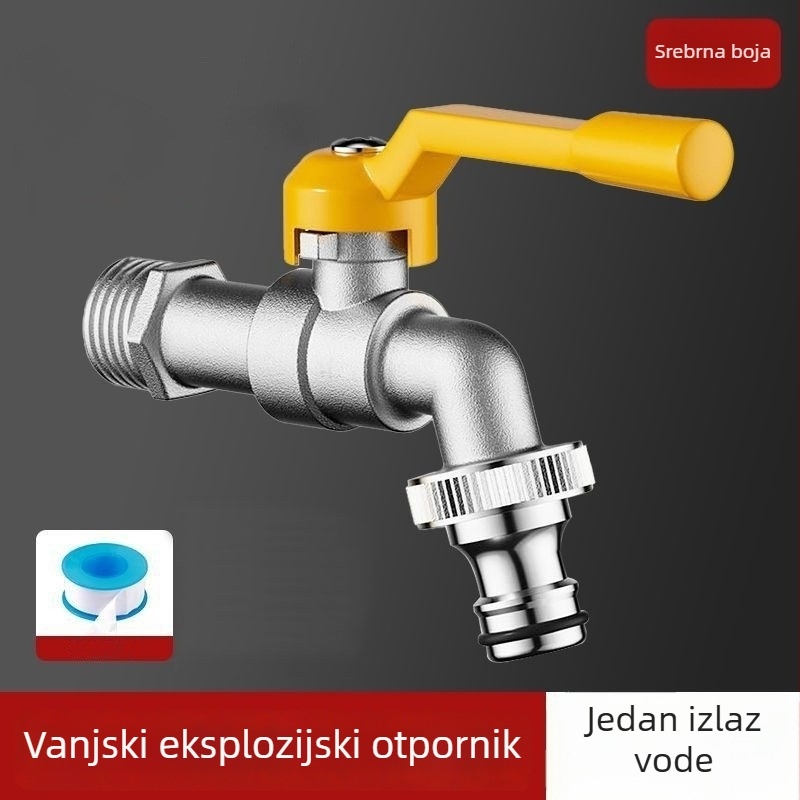 Vanjski zidni slavina za vrt s dvama izlazima i dvostrukom kontrolom, ojačani dizajn, ugradnja u zid, cinkova legura, model Sj320152021709111