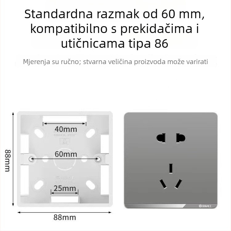 Površinski montirana dvostruka kutija za prekidač i utičnicu, PVC, vatrootporna, model 86