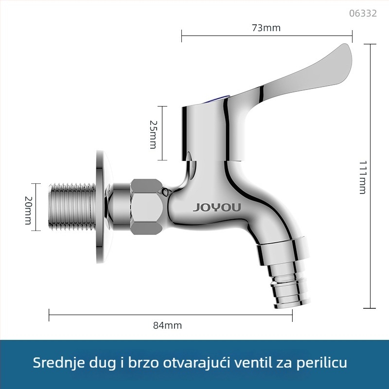 Joyou slavina za umivaonik s električnim toplim vodom, mesing tijelo, keramički disk ventil, otvaranje ključem, moderan minimalistički stil