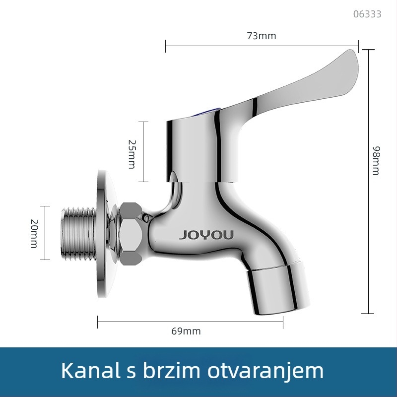 Joyou slavina za umivaonik s električnim toplim vodom, mesing tijelo, keramički disk ventil, otvaranje ključem, moderan minimalistički stil