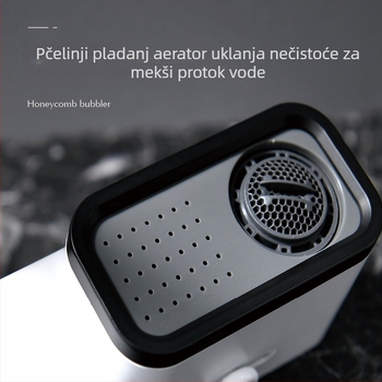 Umivaonski faucet s dvostrukom korišćenju tople i hladne vode, povlačna glava, model B2-bt103, tijelo od cinkove zlitine, keramički disk ventil, ugradnja na ploču