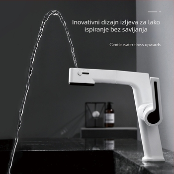 Umivaonski faucet s dvostrukom korišćenju tople i hladne vode, povlačna glava, model B2-bt103, tijelo od cinkove zlitine, keramički disk ventil, ugradnja na ploču