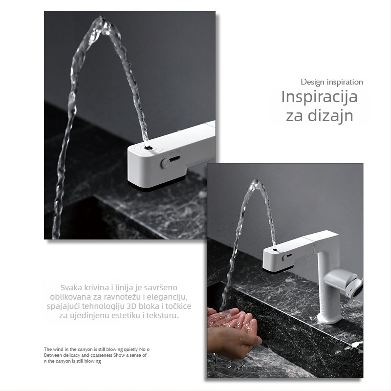 Umivaonski faucet s dvostrukom korišćenju tople i hladne vode, povlačna glava, model B2-bt103, tijelo od cinkove zlitine, keramički disk ventil, ugradnja na ploču