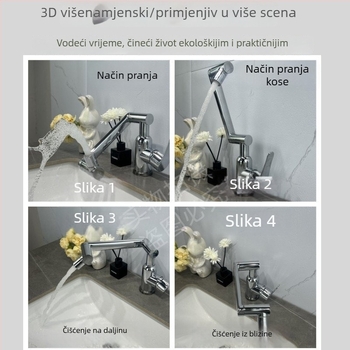 Kuhinjski faucet od 304 nehrđajućeg čelika, topla i hladna voda, s jednom polugom, podizni tip, keramnički disk vent, elektroplatični završni sloj, težina 1070 g