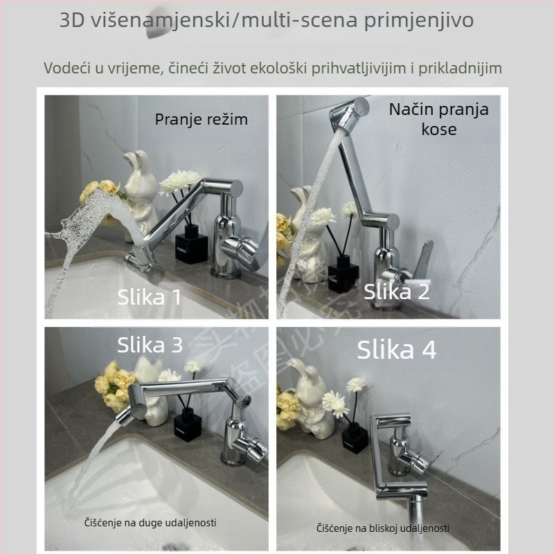 Kuhinjski faucet od 304 nehrđajućeg čelika, topla i hladna voda, s jednom polugom, podizni tip, keramnički disk vent, elektroplatični završni sloj, težina 1070 g