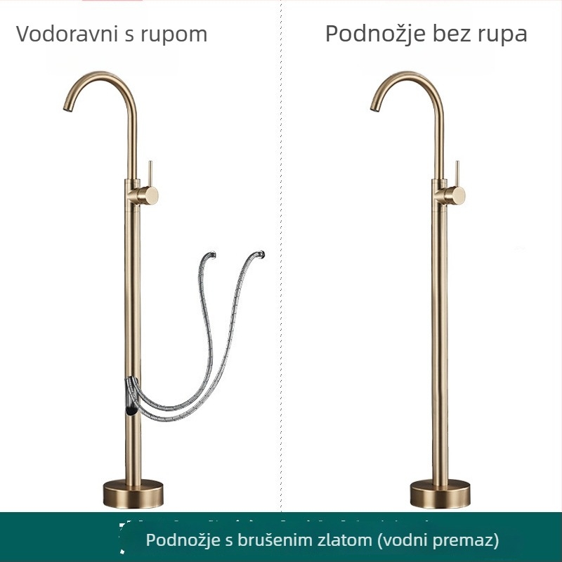Podna slavina za kadu, europski mesing, retro stil, neovisni bočni stupni miješalac tople i hladne vode