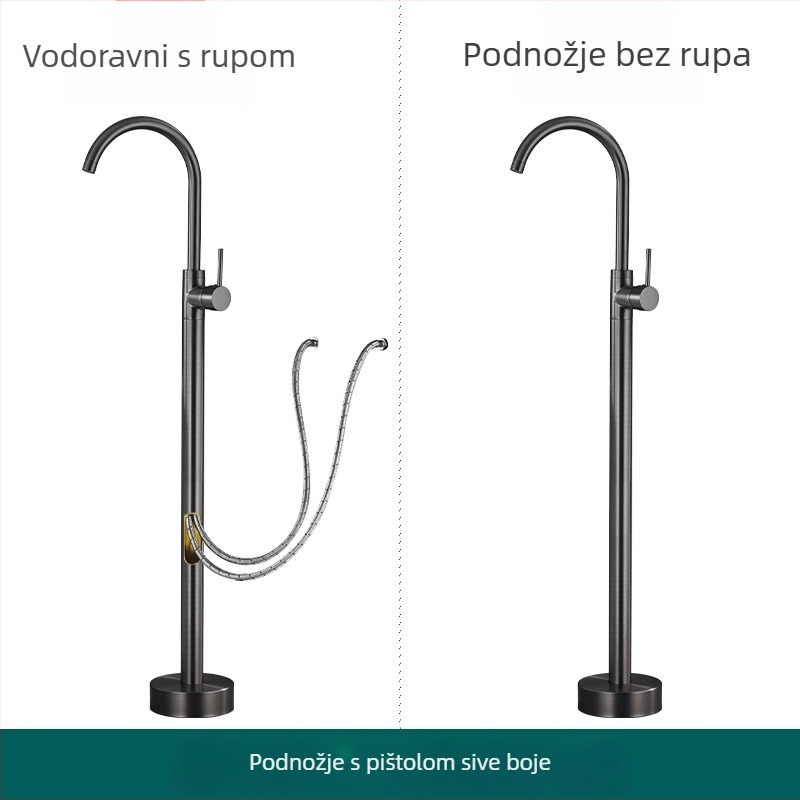 Podna slavina za kadu, europski mesing, retro stil, neovisni bočni stupni miješalac tople i hladne vode