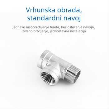 T spoj s navojem za vodovodnu cijev, 304 nehrđajući čelik; model 1; debljina zida 1