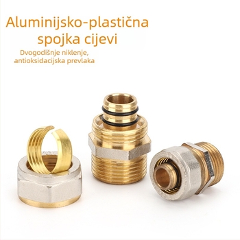 Bakreni spoj s vanjskim navojem za aluminijsko-plastičnu cijev, model Card sleeve outer-thread direct, materijal: bakar, kategorija: druge