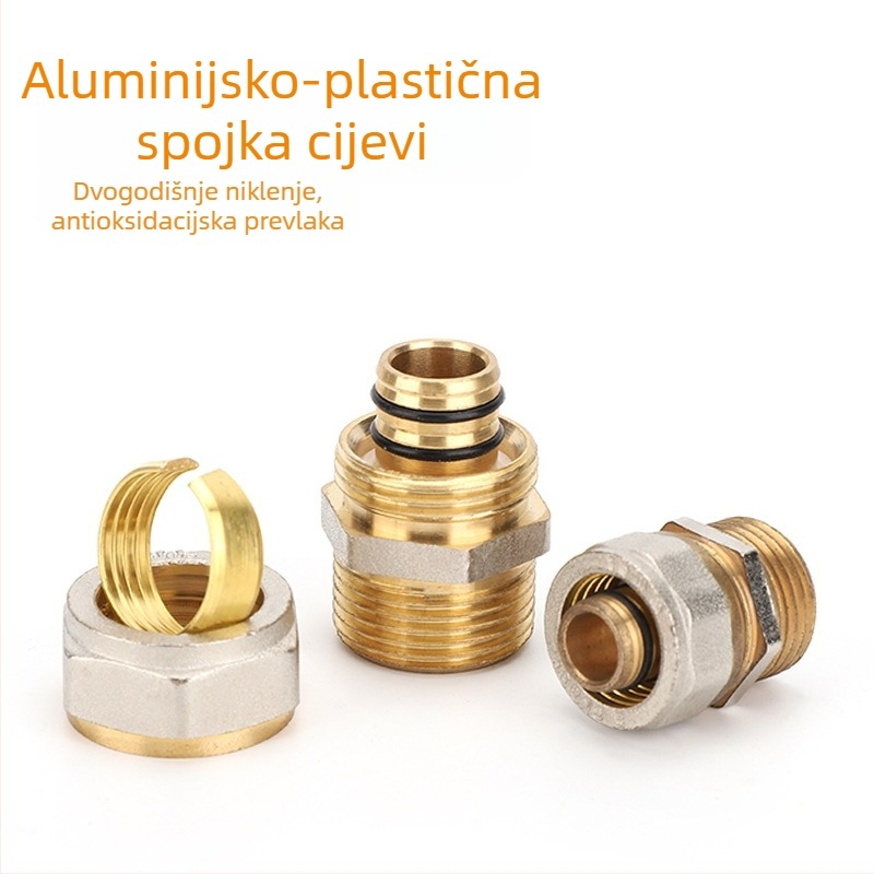 Bakreni spoj s vanjskim navojem za aluminijsko-plastičnu cijev, model Card sleeve outer-thread direct, materijal: bakar, kategorija: druge