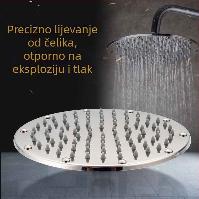 Nehrđajući čelični set za tuš s glavom i ručnim tušem, kišni način, kružni oblik, model 8876