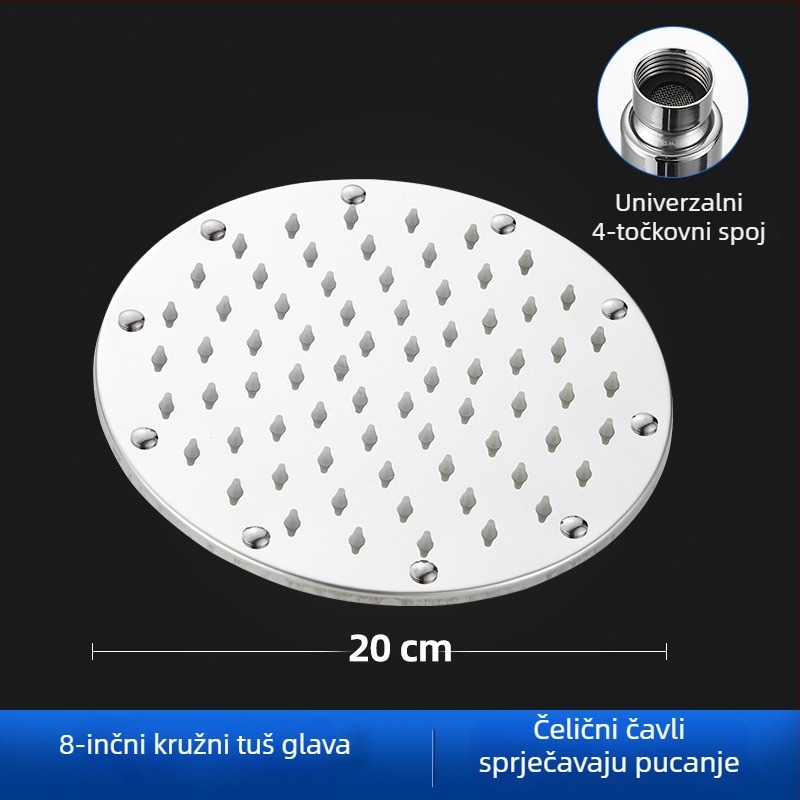 Nehrđajući čelični set za tuš s glavom i ručnim tušem, kišni način, kružni oblik, model 8876