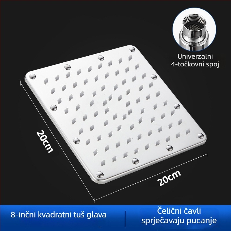 Nehrđajući čelični set za tuš s glavom i ručnim tušem, kišni način, kružni oblik, model 8876