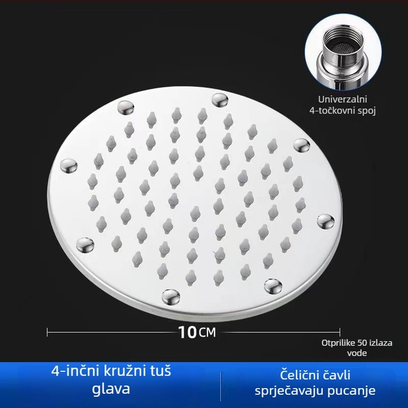 Nehrđajući čelični set za tuš s glavom i ručnim tušem, kišni način, kružni oblik, model 8876