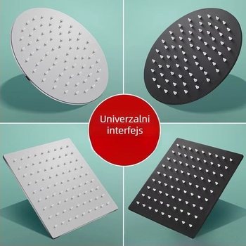 Set tuš glave s gornjim mlazom, nehrđajući čelik, okrugli oblik, univerzalni interfejs, kromirani završetak, lagani luksuz stil