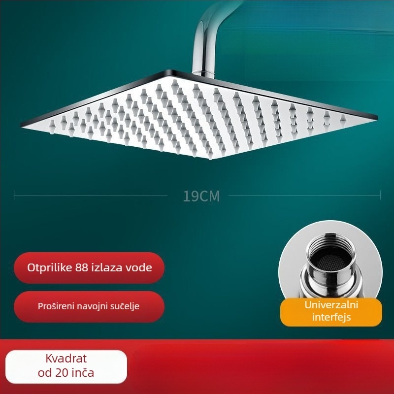 Set tuš glave s gornjim mlazom, nehrđajući čelik, okrugli oblik, univerzalni interfejs, kromirani završetak, lagani luksuz stil