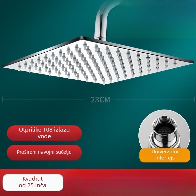 Set tuš glave s gornjim mlazom, nehrđajući čelik, okrugli oblik, univerzalni interfejs, kromirani završetak, lagani luksuz stil