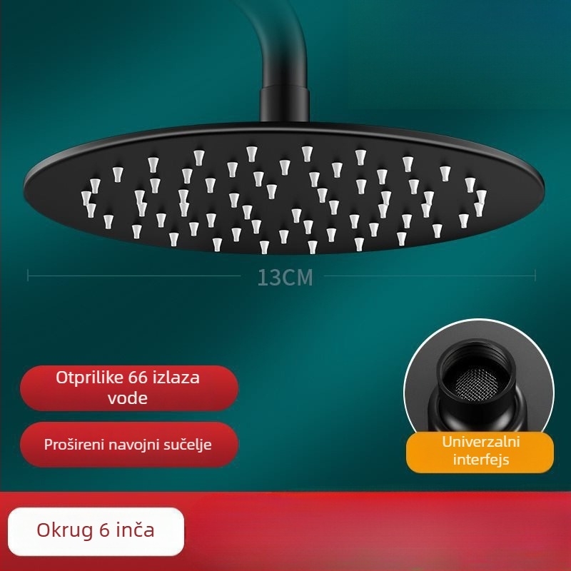 Set tuš glave s gornjim mlazom, nehrđajući čelik, okrugli oblik, univerzalni interfejs, kromirani završetak, lagani luksuz stil
