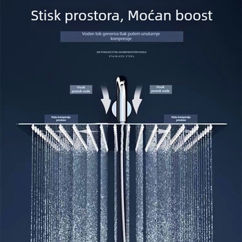 Tuš set s vršnim raspršivanjem, povećan tlak, nehrđajući čelik, ugradnja vijčanim spojem, model 020
