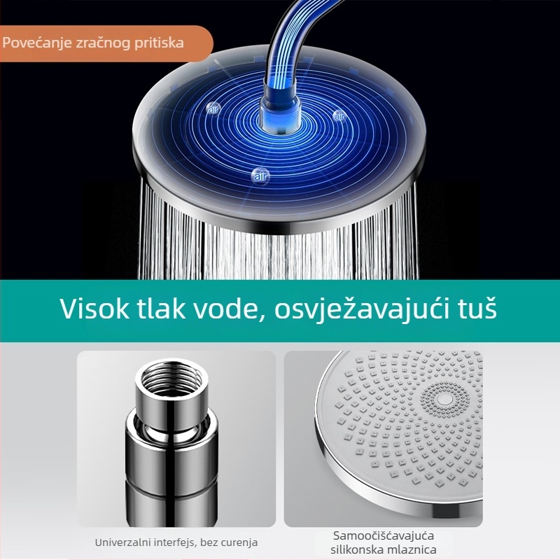 Tuš set s vršnim raspršivanjem, povećan tlak, nehrđajući čelik, ugradnja vijčanim spojem, model 020