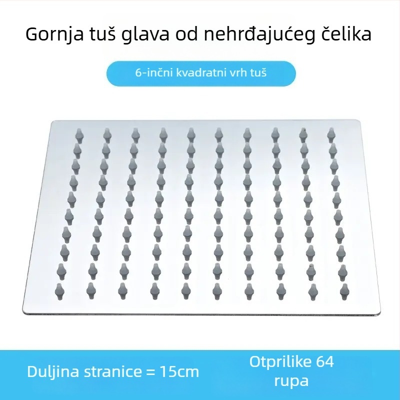Tuš set s vršnim raspršivanjem, povećan tlak, nehrđajući čelik, ugradnja vijčanim spojem, model 020