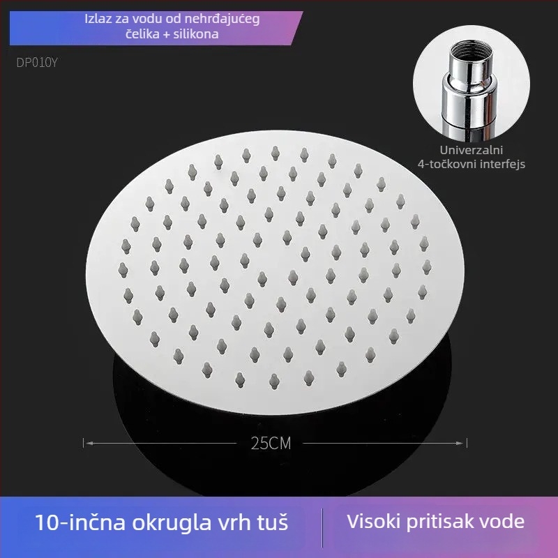 Tuš set s vršnim raspršivanjem, povećan tlak, nehrđajući čelik, ugradnja vijčanim spojem, model 020