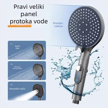 Tuš glava s digitalnim zaslonom, ručni tuš, veliki panel, zatvaranje vode jednim dodirom, kontrola temperature, podesiv tlak