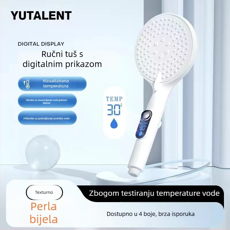 Tuš glava s digitalnim zaslonom, ručni tuš, veliki panel, zatvaranje vode jednim dodirom, kontrola temperature, podesiv tlak