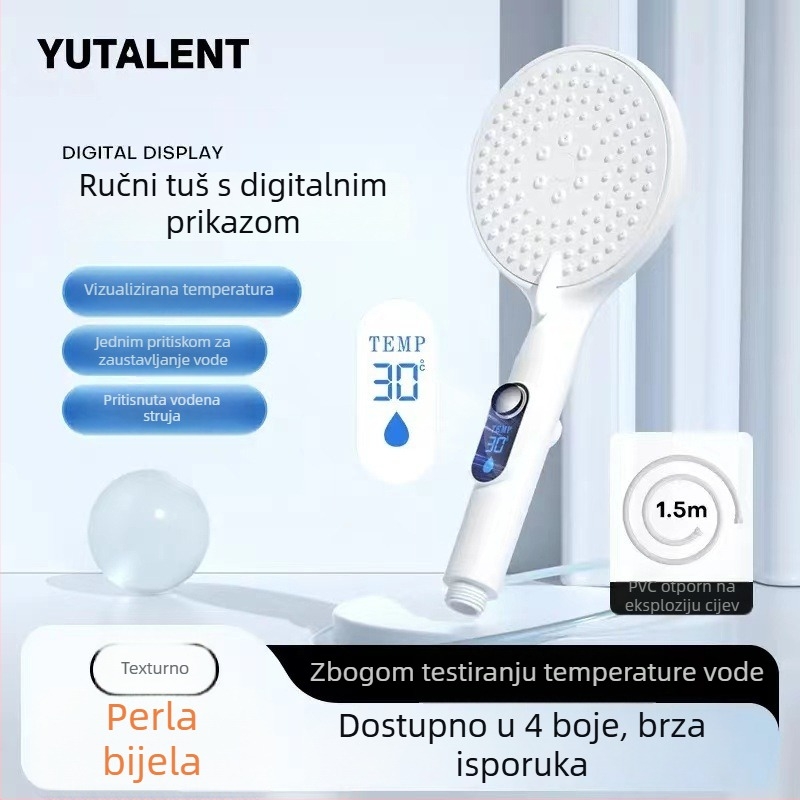Tuš glava s digitalnim zaslonom, ručni tuš, veliki panel, zatvaranje vode jednim dodirom, kontrola temperature, podesiv tlak