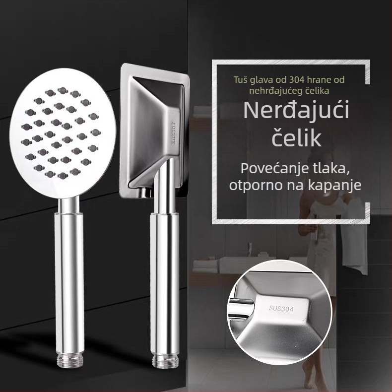 Pengdu tuš glava od 304 nehrđajućeg čelika, s povećanim tlakom, zidna instalacija, kvadratni oblik, kiša i raspršivanje