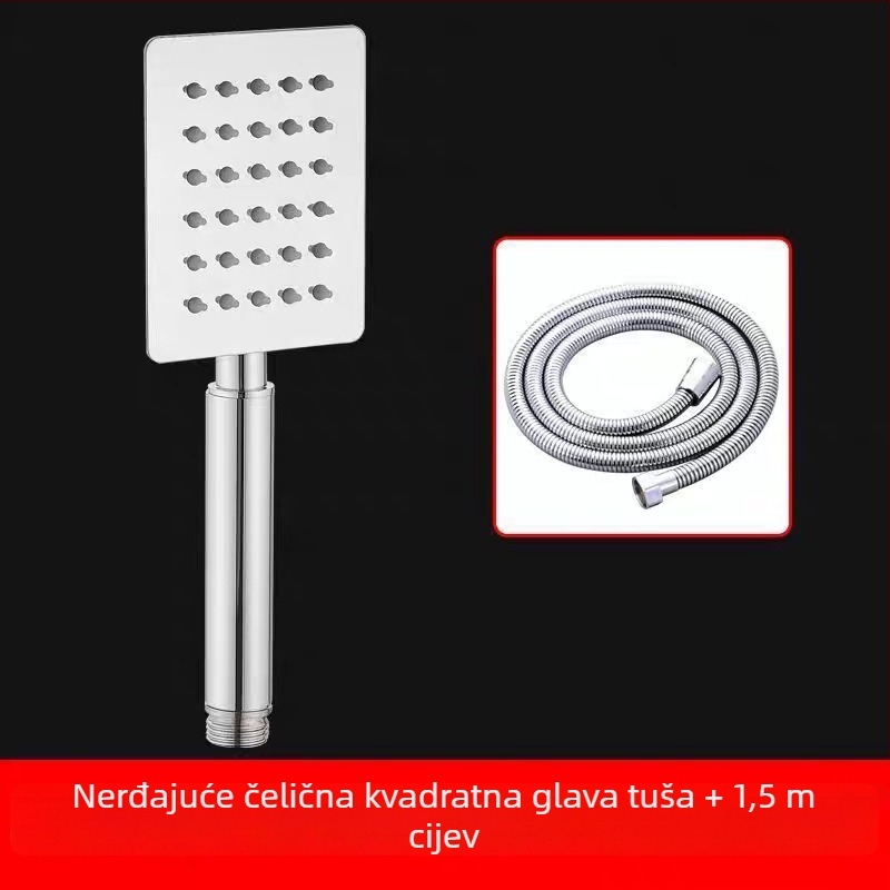 Pengdu tuš glava od 304 nehrđajućeg čelika, s povećanim tlakom, zidna instalacija, kvadratni oblik, kiša i raspršivanje