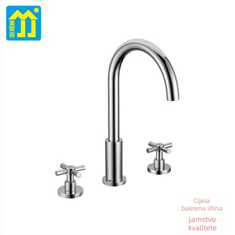 Europski stil trodijelni set slavina za kupaonski umivaonik, bakreni RM583401-1, 0–90°C, 1/2 inča ulaz/izlaz