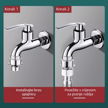 Adapter za slavinu perilice rublja, snap-on protiv ispadanja, četverostruki navoj, ABS, univerzalni