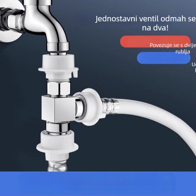 Priključak za ulaz vode za perilicu s podjelom 1-2, tijelo od bakra, keramički disk ventil, jednodijelni dizajn, CE potvrda