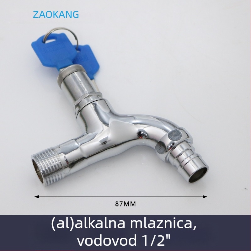 Vanjska slavina s ključem i zaključavanjem, zaštita od krađe i smrzavanja, bakreno tijelo, keramički disk ventila, navojna ugradnja, elektroplatirani završni sloj