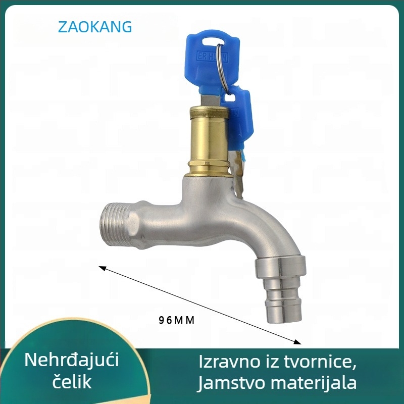 Vanjska slavina s ključem i zaključavanjem, zaštita od krađe i smrzavanja, bakreno tijelo, keramički disk ventila, navojna ugradnja, elektroplatirani završni sloj