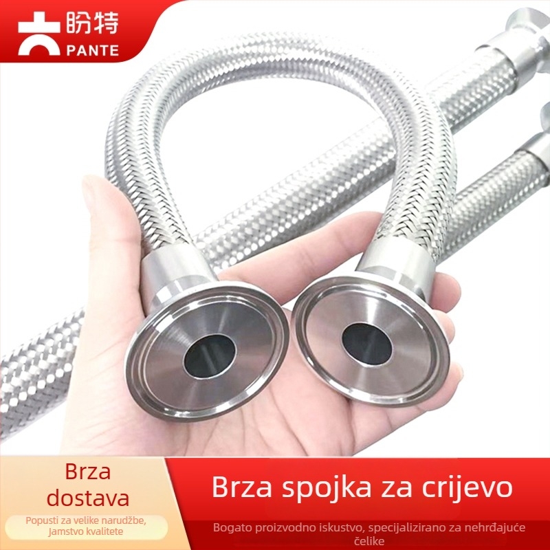 Sanitarni nehrđajući čelični brzo-spojni crijevo, model Quick-loading hose; Materijal: nehrđajući čelik; Klasa: sanitarna; Debljina zida: 1.5-2 mm