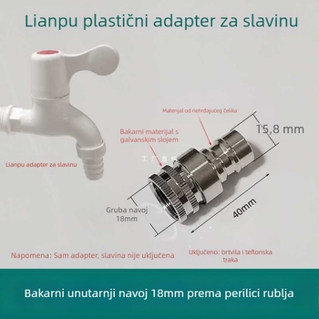 Mesing adaptér za slavinu za perilicu i crijevo za pranje automobila, s keramičkim disk ventilom, model Liansu, jednostruka veza, CE certifikat