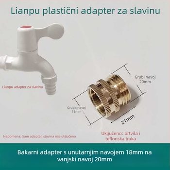 Mesing adaptér za slavinu za perilicu i crijevo za pranje automobila, s keramičkim disk ventilom, model Liansu, jednostruka veza, CE certifikat